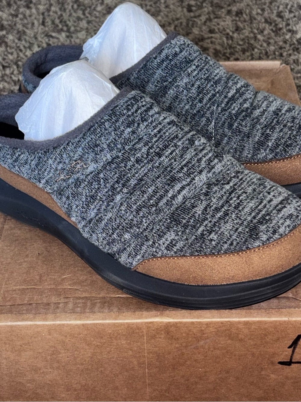 KURU Draft 2.0 Grey Chestnut Comfort Shoes Slippers Heel Support Size 11.5 Mens